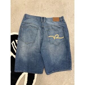 Vintage Rocawear Stonewash Denim Jorts Baggy Hip Hop Jean Shorts Mens 36 Blue